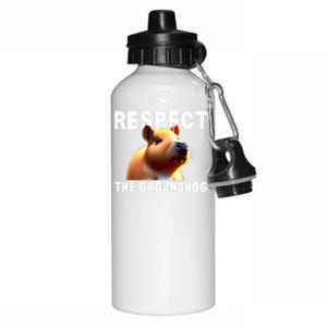 Respect The Groundhog GroundHog Day Aluminum Water Bottle