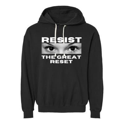Resist The Great Reset MAGA Conservative Garment-Dyed Fleece Hoodie