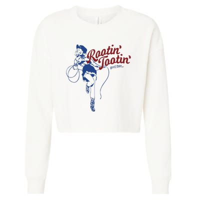 Rootin Tootin Good Time Funny Cowgirl Saying Cropped Pullover Crew