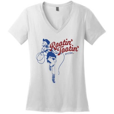 Rootin Tootin Good Time Funny Cowgirl Saying Women's V-Neck T-Shirt