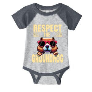 Respect The Groundhog Happy Groundhog Day Infant Baby Jersey Bodysuit