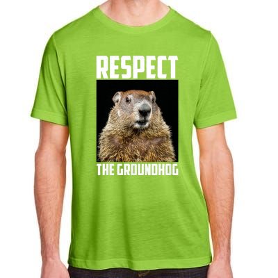 Respect The Groundhog Woodchuck Photo Ground Hog Day Adult ChromaSoft Performance T-Shirt