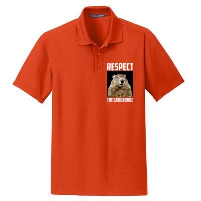 Respect The Groundhog Woodchuck Photo Ground Hog Day Dry Zone Grid Polo