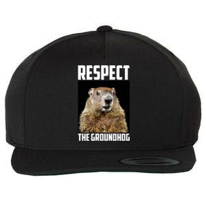 Respect The Groundhog Woodchuck Photo Ground Hog Day Wool Snapback Cap