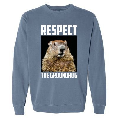 Respect The Groundhog Woodchuck Photo Ground Hog Day Garment-Dyed Sweatshirt