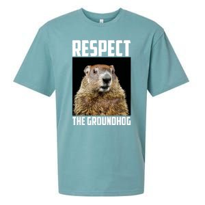 Respect The Groundhog Woodchuck Photo Ground Hog Day Sueded Cloud Jersey T-Shirt