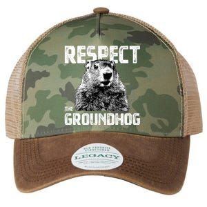 Respect The Groundhog Funny Woodchuck Legacy Tie Dye Trucker Hat