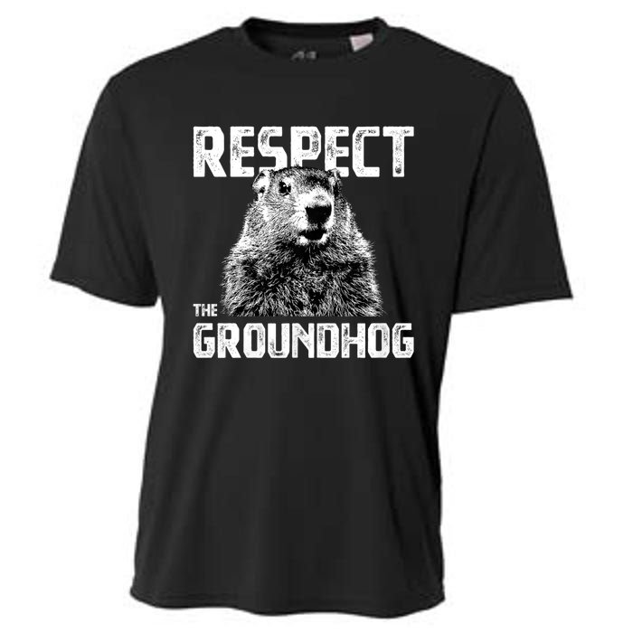 Respect The Groundhog Funny Woodchuck Cooling Performance Crew T-Shirt