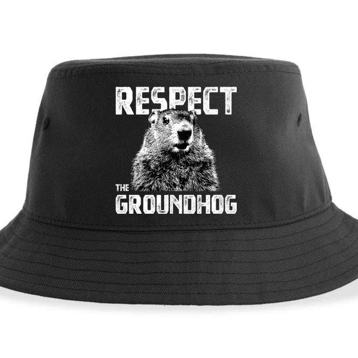 Respect The Groundhog Funny Woodchuck Sustainable Bucket Hat