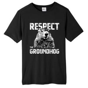 Respect The Groundhog Funny Woodchuck Tall Fusion ChromaSoft Performance T-Shirt