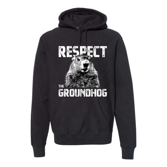 Respect The Groundhog Funny Woodchuck Premium Hoodie