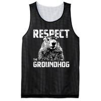 Respect The Groundhog Funny Woodchuck Mesh Reversible Basketball Jersey Tank