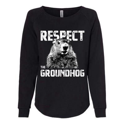 Respect The Groundhog Funny Woodchuck Womens California Wash Sweatshirt