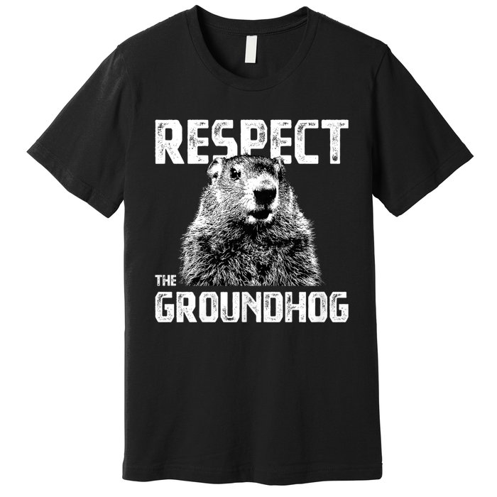 Respect The Groundhog Funny Woodchuck Premium T-Shirt