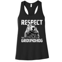 Respect The Groundhog Funny Woodchuck Women's Racerback Tank