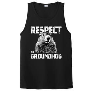 Respect The Groundhog Funny Woodchuck PosiCharge Competitor Tank