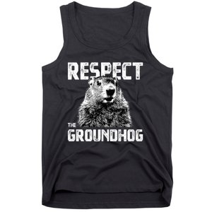 Respect The Groundhog Funny Woodchuck Tank Top