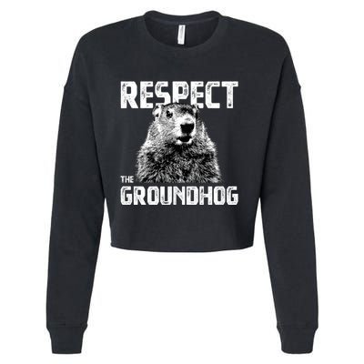 Respect The Groundhog Funny Woodchuck Cropped Pullover Crew