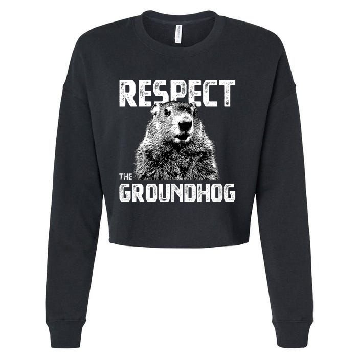 Respect The Groundhog Funny Woodchuck Cropped Pullover Crew