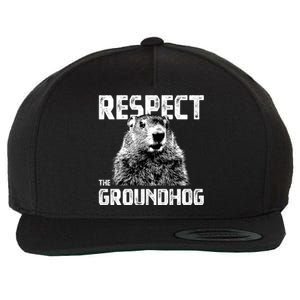 Respect The Groundhog Funny Woodchuck Wool Snapback Cap