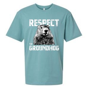 Respect The Groundhog Funny Woodchuck Sueded Cloud Jersey T-Shirt