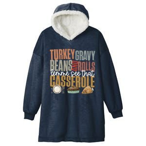 Retro Turkey Gravy Beans And Rolls Let Me See That Casserole Gift Hooded Wearable Blanket