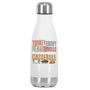 Retro Turkey Gravy Beans And Rolls Let Me See That Casserole Gift Stainless Steel Insulated Water Bottle