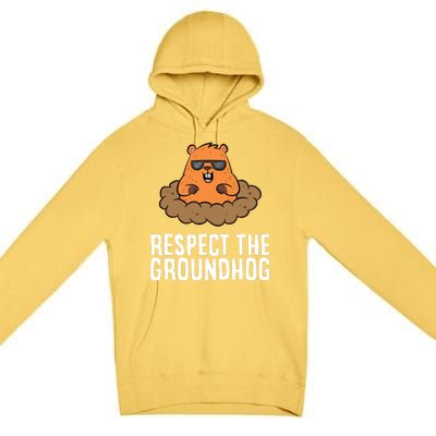 Respect The Groundhog Mammal Cute Groundhog Premium Pullover Hoodie