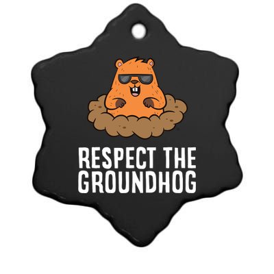 Respect The Groundhog Mammal Cute Groundhog Ceramic Star Ornament