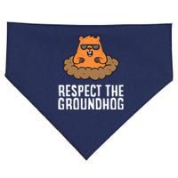 Respect The Groundhog Mammal Cute Groundhog USA-Made Doggie Bandana