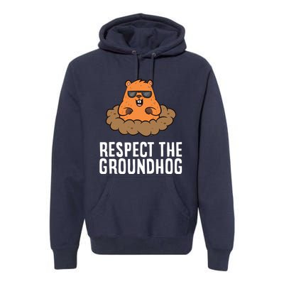 Respect The Groundhog Mammal Cute Groundhog Premium Hoodie