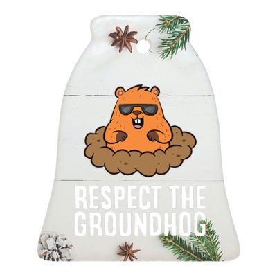 Respect The Groundhog Mammal Cute Groundhog Ceramic Bell Ornament