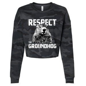 Respect The Groundhog Funny Woodchuck Cropped Pullover Crew