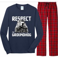 Respect The Groundhog Funny Woodchuck Long Sleeve Pajama Set