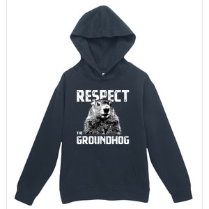 Respect The Groundhog Funny Woodchuck Urban Pullover Hoodie