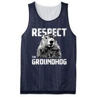 Respect The Groundhog Funny Woodchuck Mesh Reversible Basketball Jersey Tank