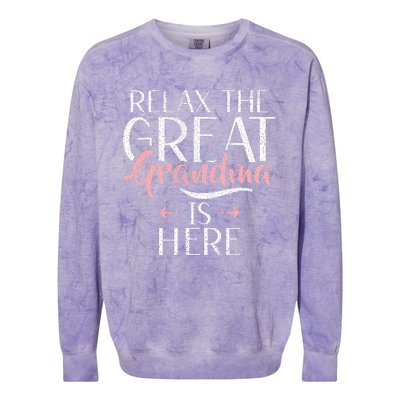 Relax The Great Grandma Is Here Great Grandma Colorblast Crewneck Sweatshirt