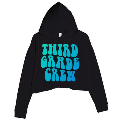 Retro Third Grade Crew 3Rd Grade Teacher Back To School Cool Gift Crop Fleece Hoodie