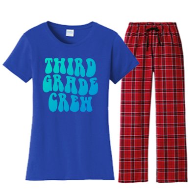 Retro Third Grade Crew 3Rd Grade Teacher Back To School Cool Gift Women's Flannel Pajama Set