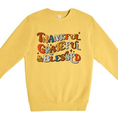 Retro Thankful Grateful Blessed Fall Colors Thanksgiving Premium Crewneck Sweatshirt