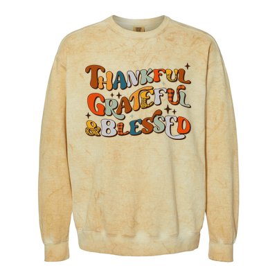 Retro Thankful Grateful Blessed Fall Colors Thanksgiving Colorblast Crewneck Sweatshirt