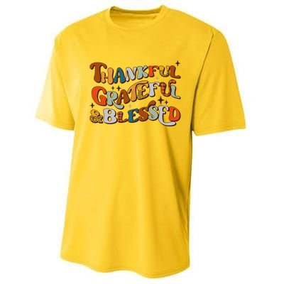 Retro Thankful Grateful Blessed Fall Colors Thanksgiving Performance Sprint T-Shirt