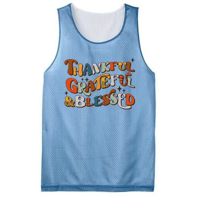 Retro Thankful Grateful Blessed Fall Colors Thanksgiving Mesh Reversible Basketball Jersey Tank