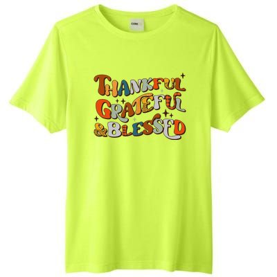 Retro Thankful Grateful Blessed Fall Colors Thanksgiving Tall Fusion ChromaSoft Performance T-Shirt