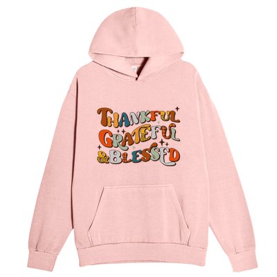 Retro Thankful Grateful Blessed Fall Colors Thanksgiving Urban Pullover Hoodie