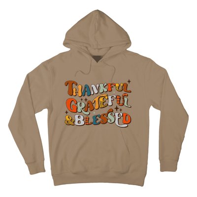 Retro Thankful Grateful Blessed Fall Colors Thanksgiving Hoodie