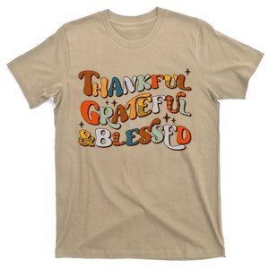 Retro Thankful Grateful Blessed Fall Colors Thanksgiving T-Shirt