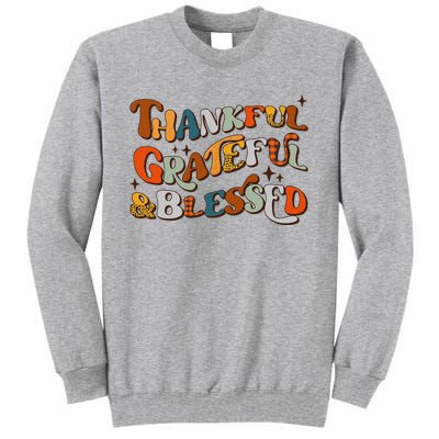 Retro Thankful Grateful Blessed Fall Colors Thanksgiving Tall Sweatshirt