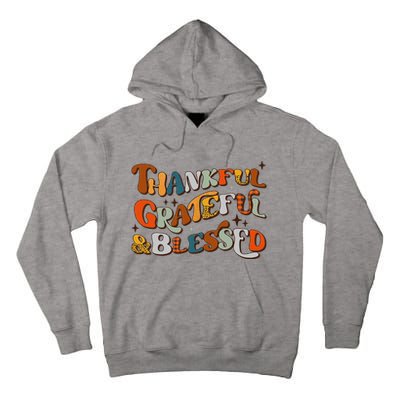 Retro Thankful Grateful Blessed Fall Colors Thanksgiving Tall Hoodie