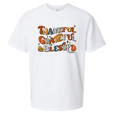 Retro Thankful Grateful Blessed Fall Colors Thanksgiving Sueded Cloud Jersey T-Shirt